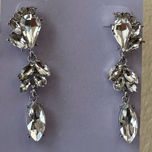 Jessica McClintock Crystal Drop Earrings - Picture 2 of 3